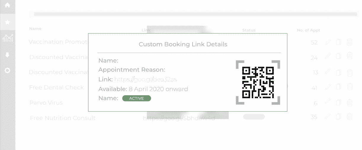 Automatically Generated Booking Link and QR Code