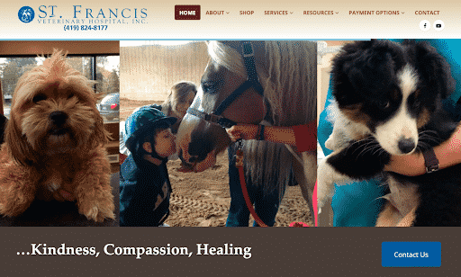 St Francis Veterinary Hospital website home page