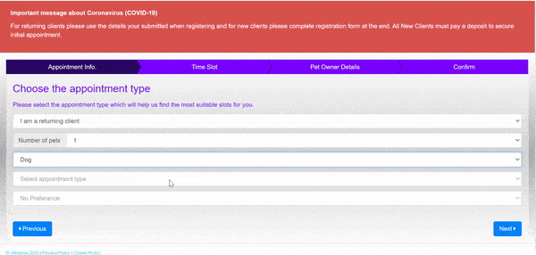 online booking flow