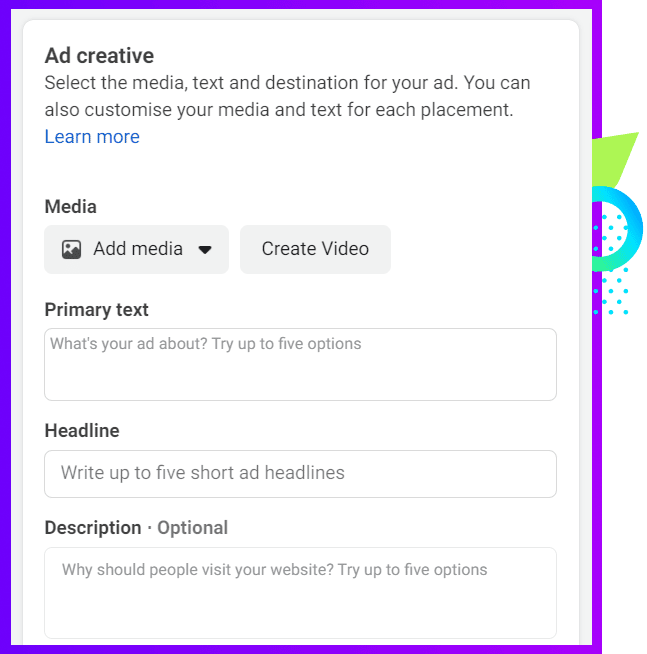 You can create ad creative by adding an image