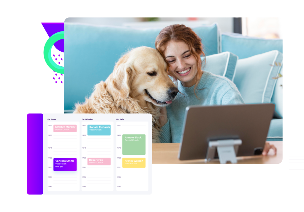 A pet owner using real-time online booking