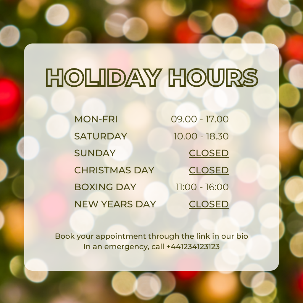 Holiday hours Instagram post to let pet owners know