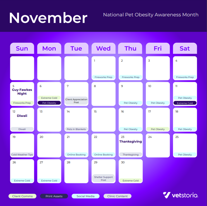 Overview of the November content pack calendar