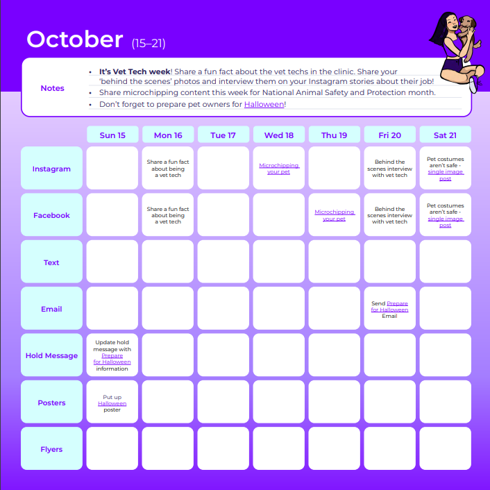 October calendar: Week 3