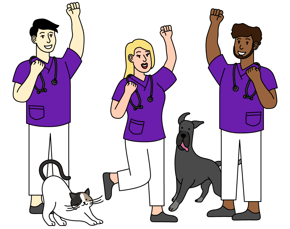 Vets Cheering with Pets Vetstoria illustration