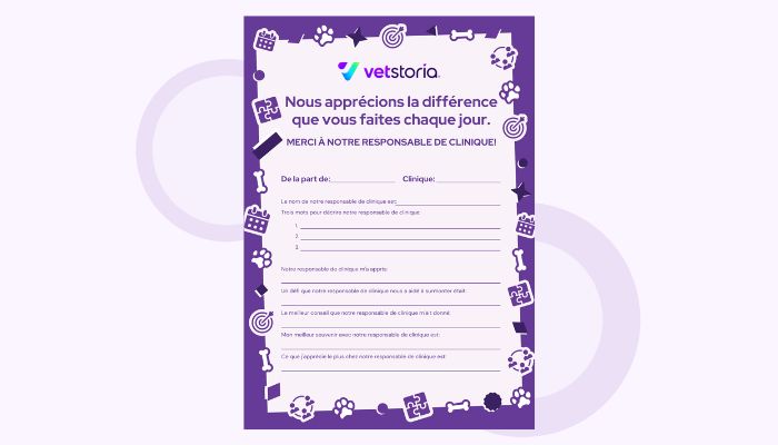 appreciation card For Veterinary practice managers french