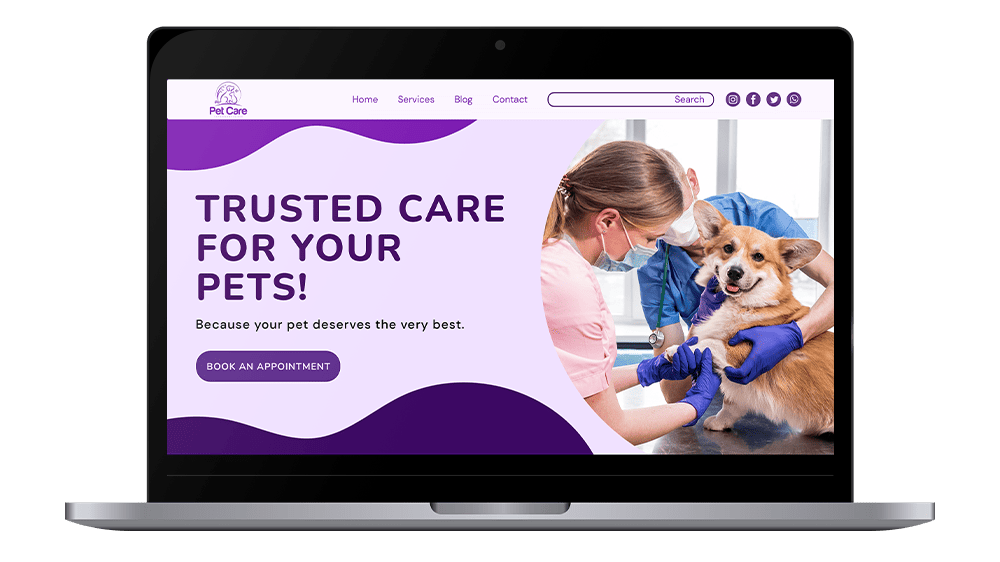Vetstoria Websites - home page mockup