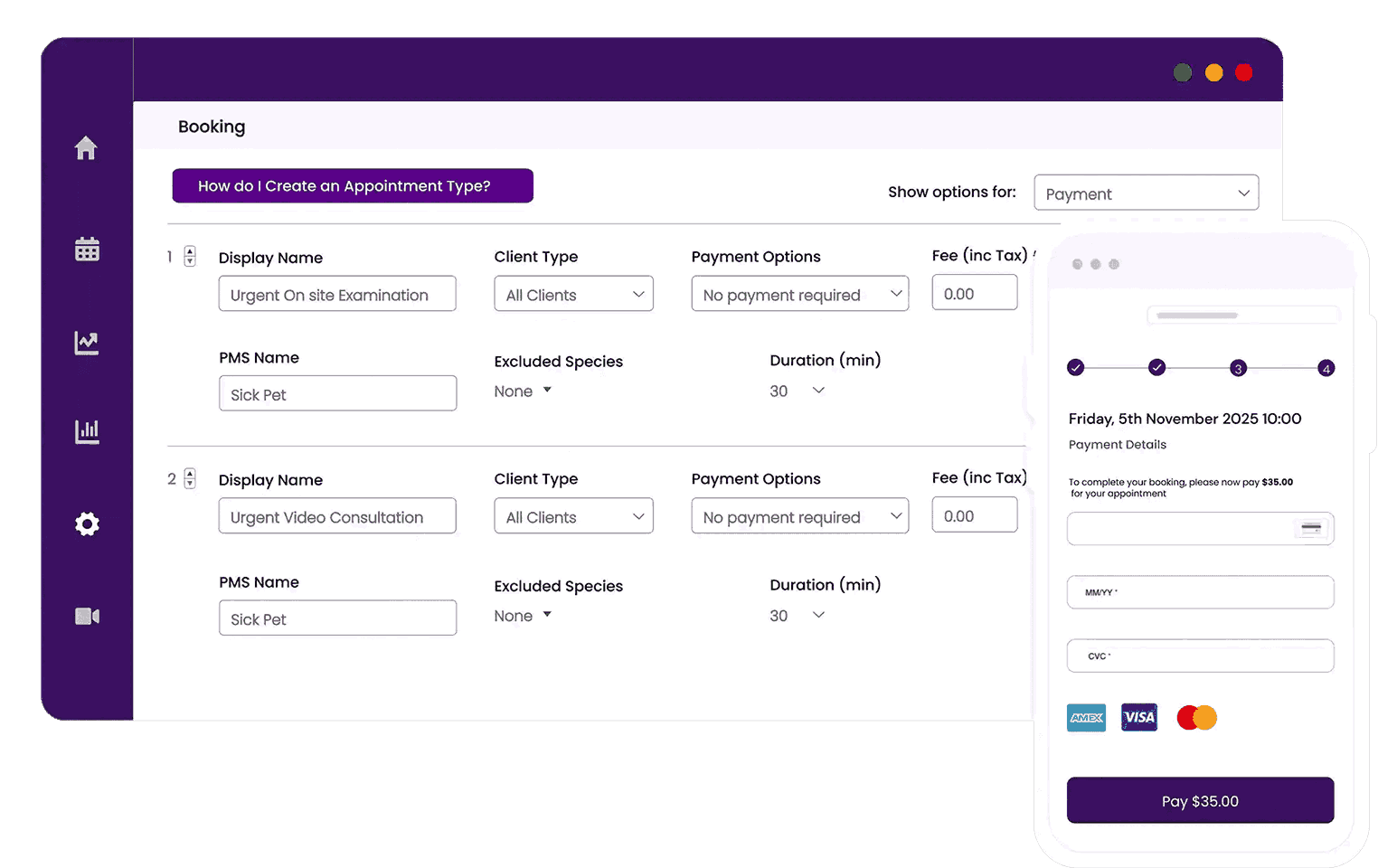 Vetstoria online booking customisations - online payments