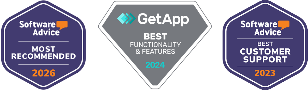 Vetstoria Capterra Badges - Most Recommended Software, Best Functionality and Features, Best Customer Support