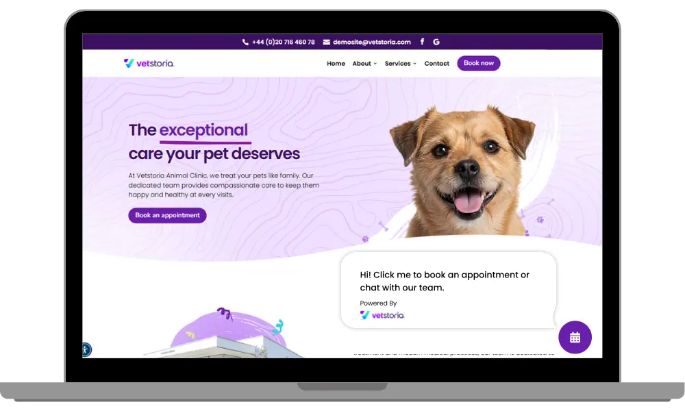 Vetstoria online booking floating button